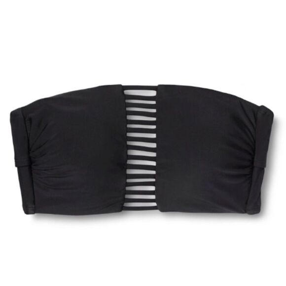 Xhilartion Swimwear Bikini Bandeau Top Womens Small Petite Black Bathing Suit - Picture 3 of 16